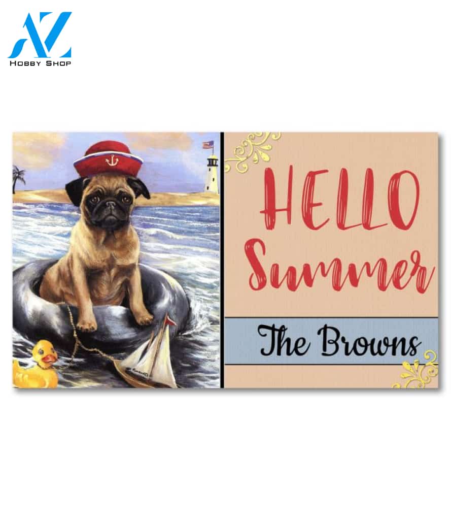 Personalized Pug Sailor Doormat - 18" x 30"