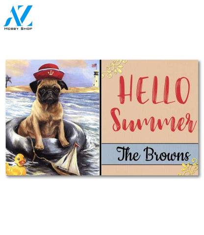 Personalized Pug Sailor Doormat - 18" x 30"