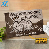 Personalized Raccoon Couple Hideout Customized Doormat