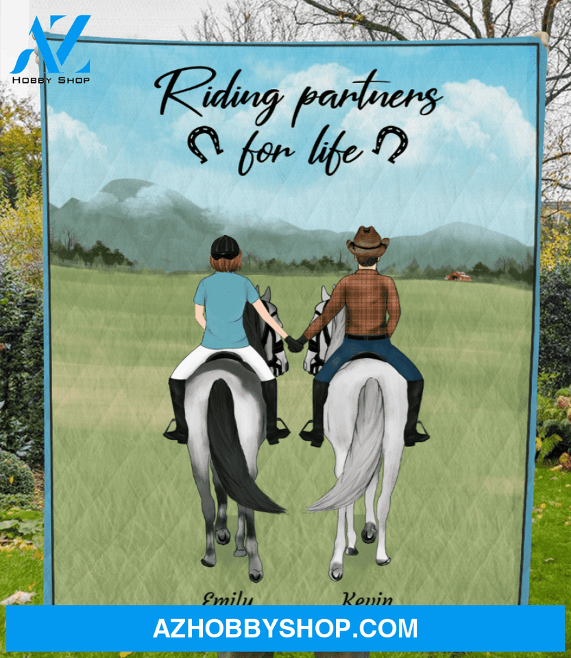 Personalized Riding Horse Blanket Gift for Horse Lover, Couple, Husband and wife - Riding partners for life