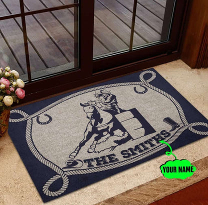 Personalized rrel Racing Custom Name Doormat Welcome Mat