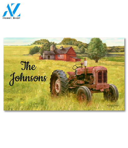 Personalized Rustic Barn Tractor Doormat - 18" x 30"