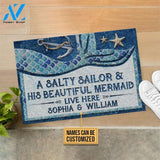 Personalized Sailor Mermaid Live Here Customized Doormat | WELCOME MAT | HOUSE WARMING GIFT
