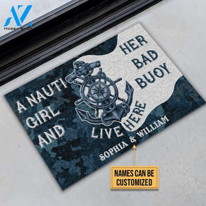 Personalized Sailor Nauti Girl Bad Buoy Customized Doormat | WELCOME MAT | HOUSE WARMING GIFT