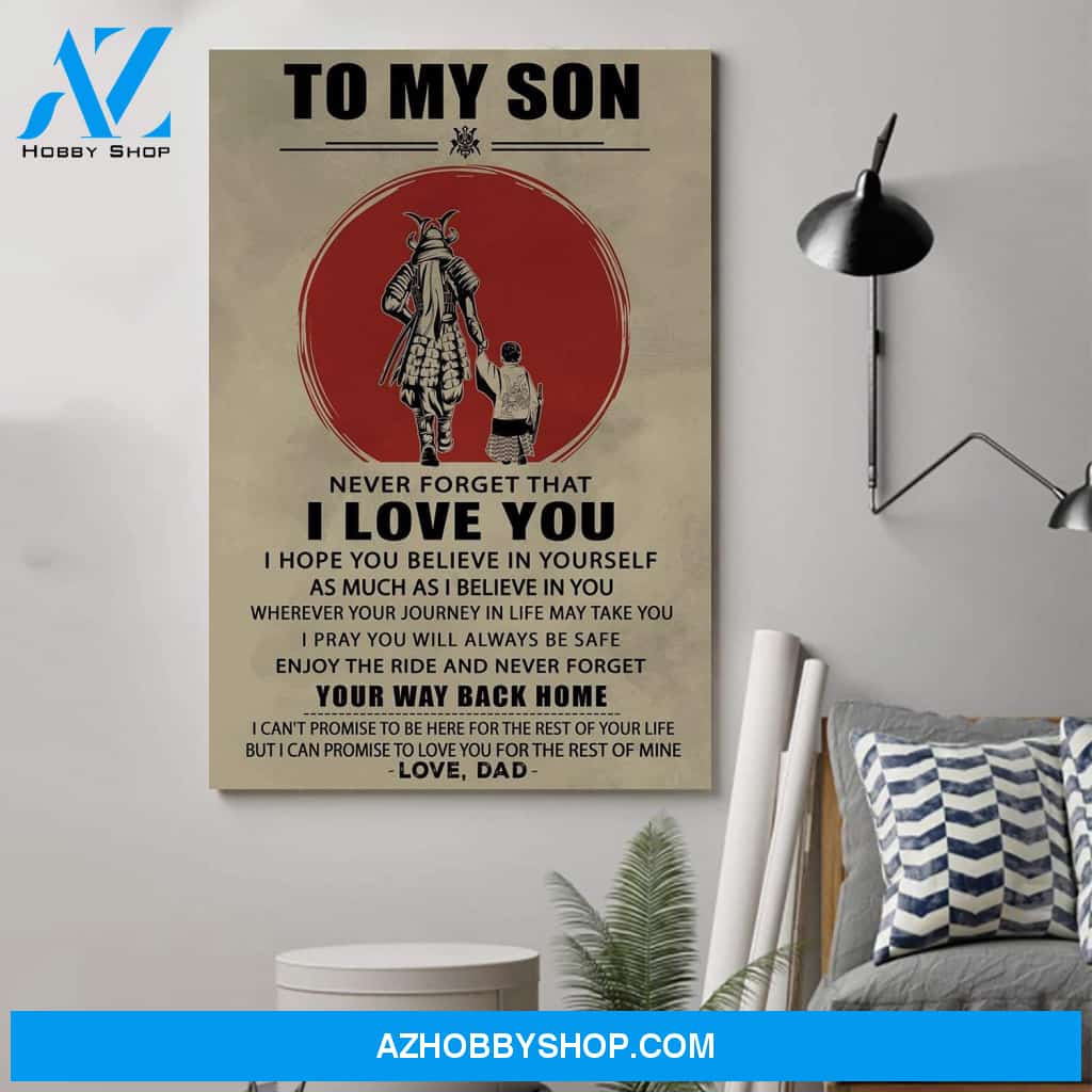 Personalized Samurai Poster - Dad To Son - I Love You
