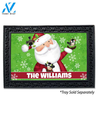Personalized Santa & Chickadees Doormat - 18" x 30"
