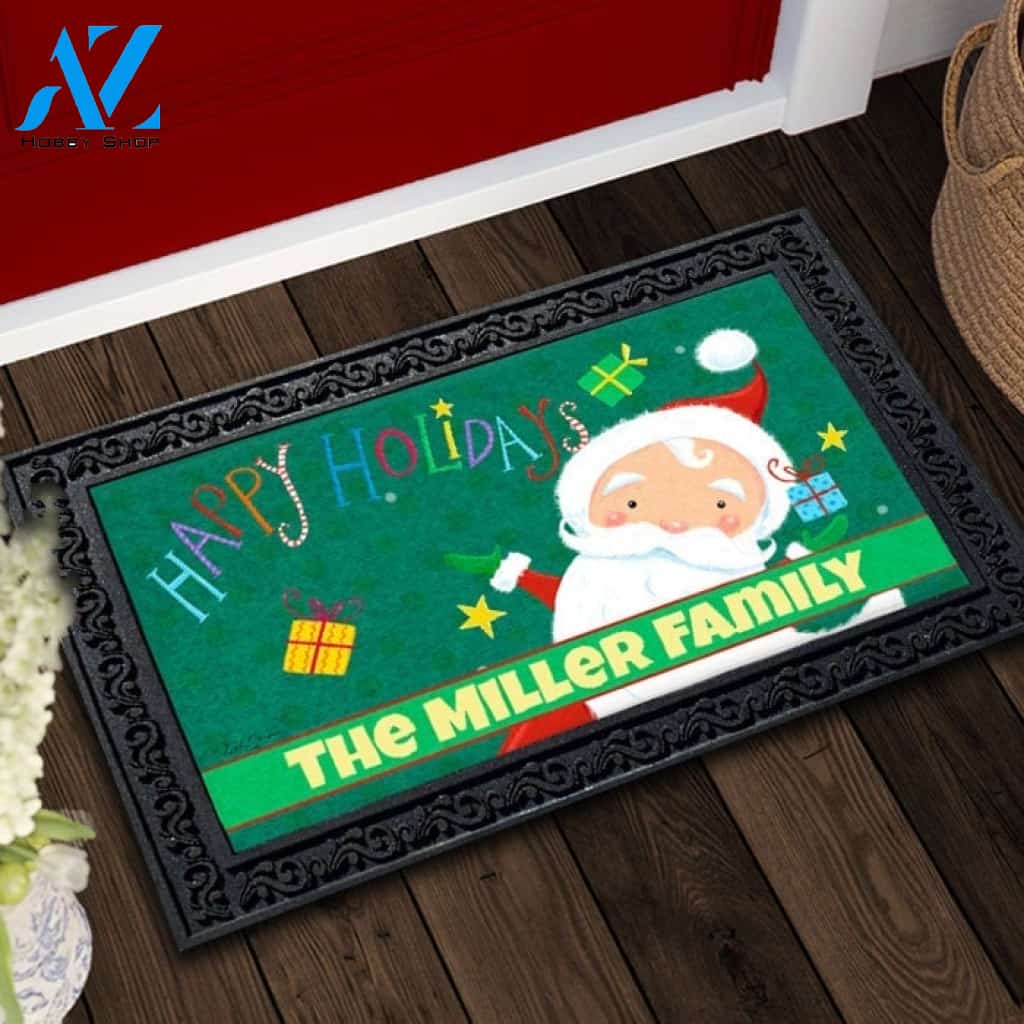 Personalized Santa Happy Holidays Doormat - 18