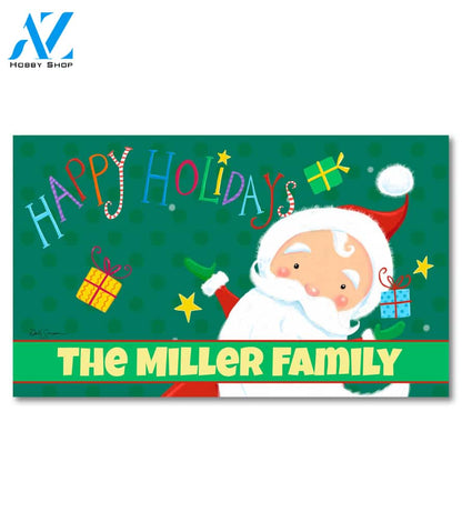 Personalized Santa Happy Holidays Doormat - 18" x 30"