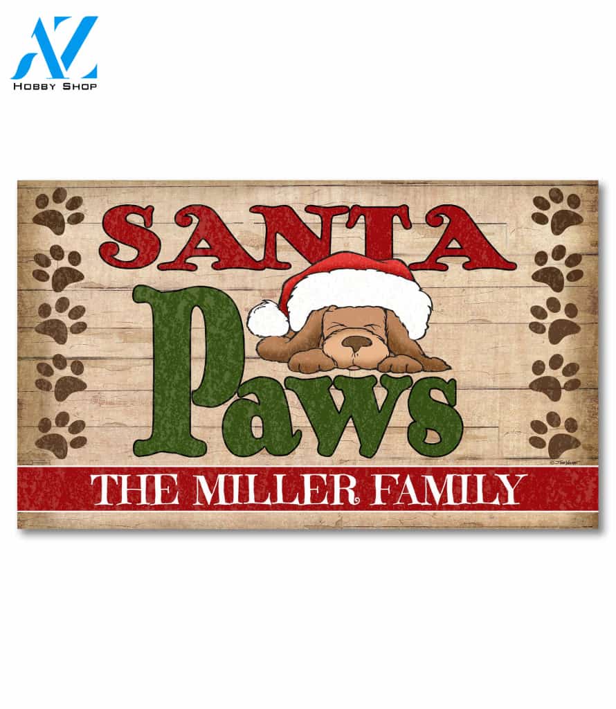 Personalized Santa Paws Doormat - 18" x 30"