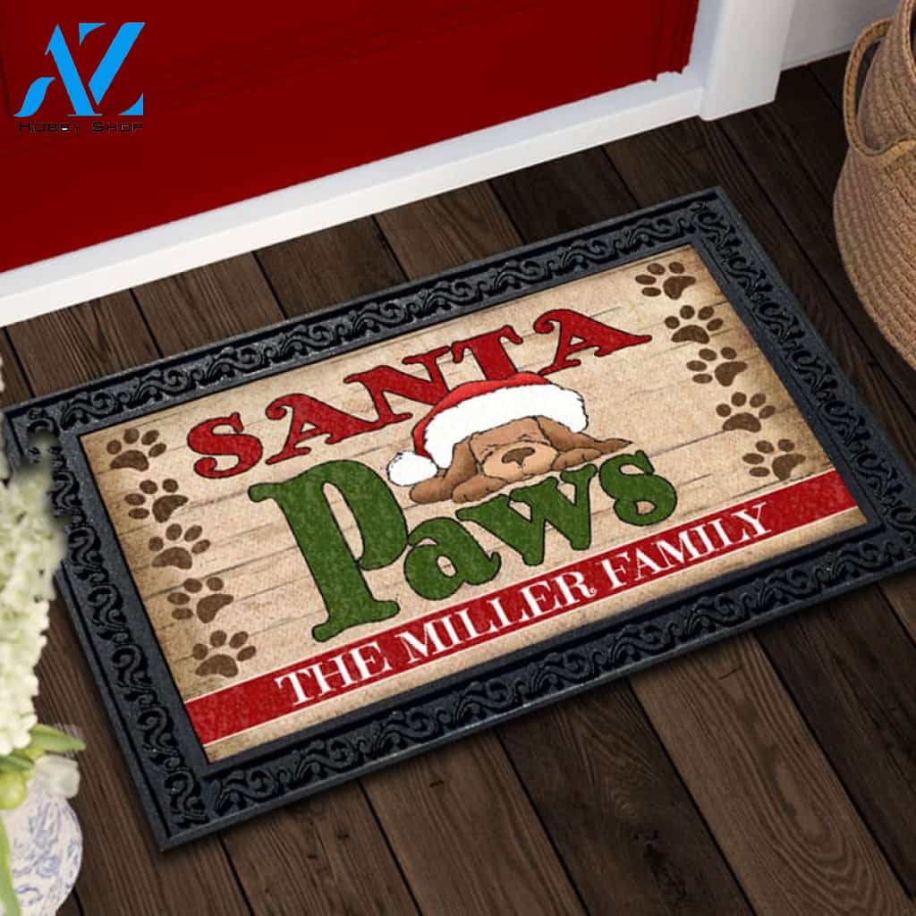 Personalized Santa Paws Doormat - 18" x 30"