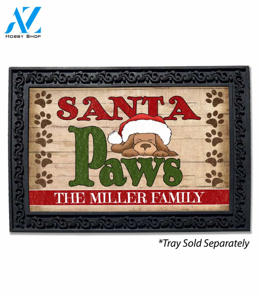 Personalized Santa Paws Doormat - 18" x 30"