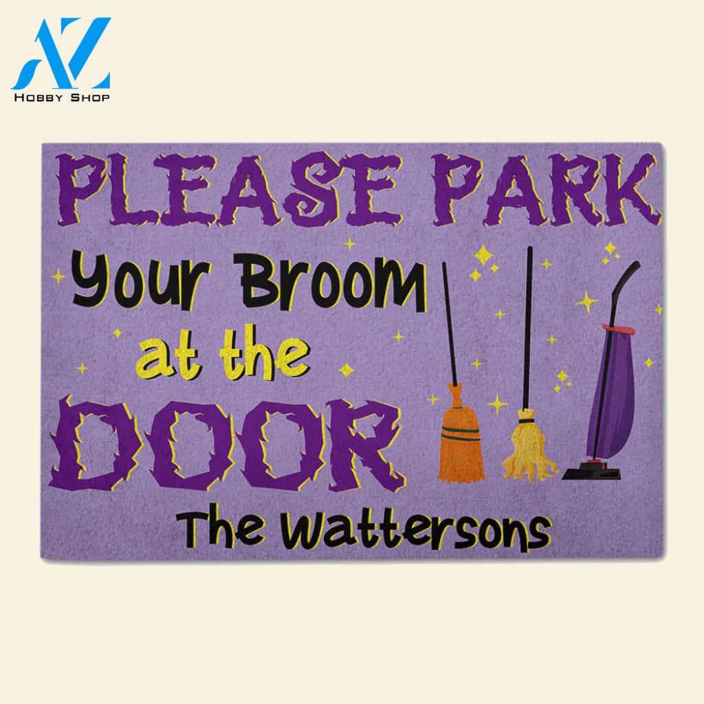 Personalized Scary Gifts Idea, Please Park Your Broom At The Door - Custom Doormat