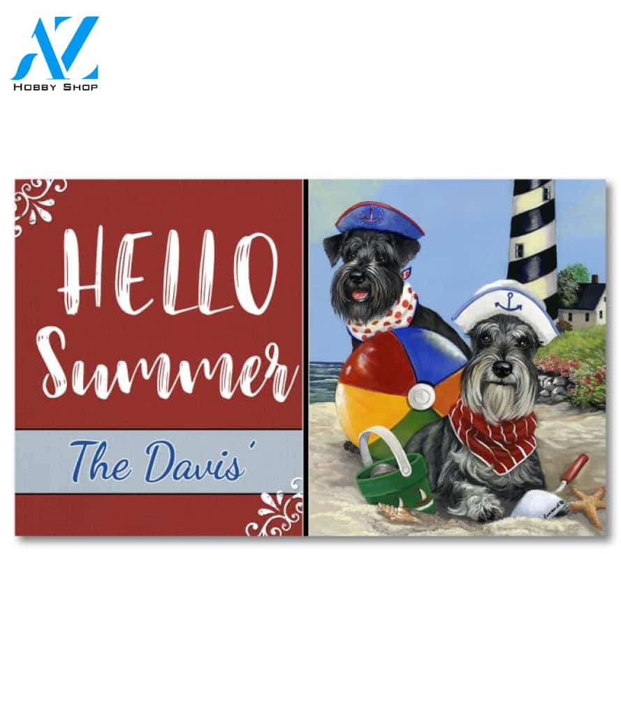 Personalized Schnauzer Beach Buddies Doormat - 18" x 30"