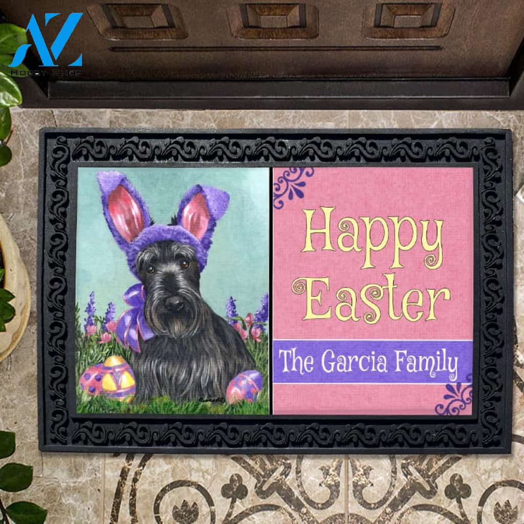 Personalized Scottish Terrier Egg Hunt Doormat - 18" x 30"