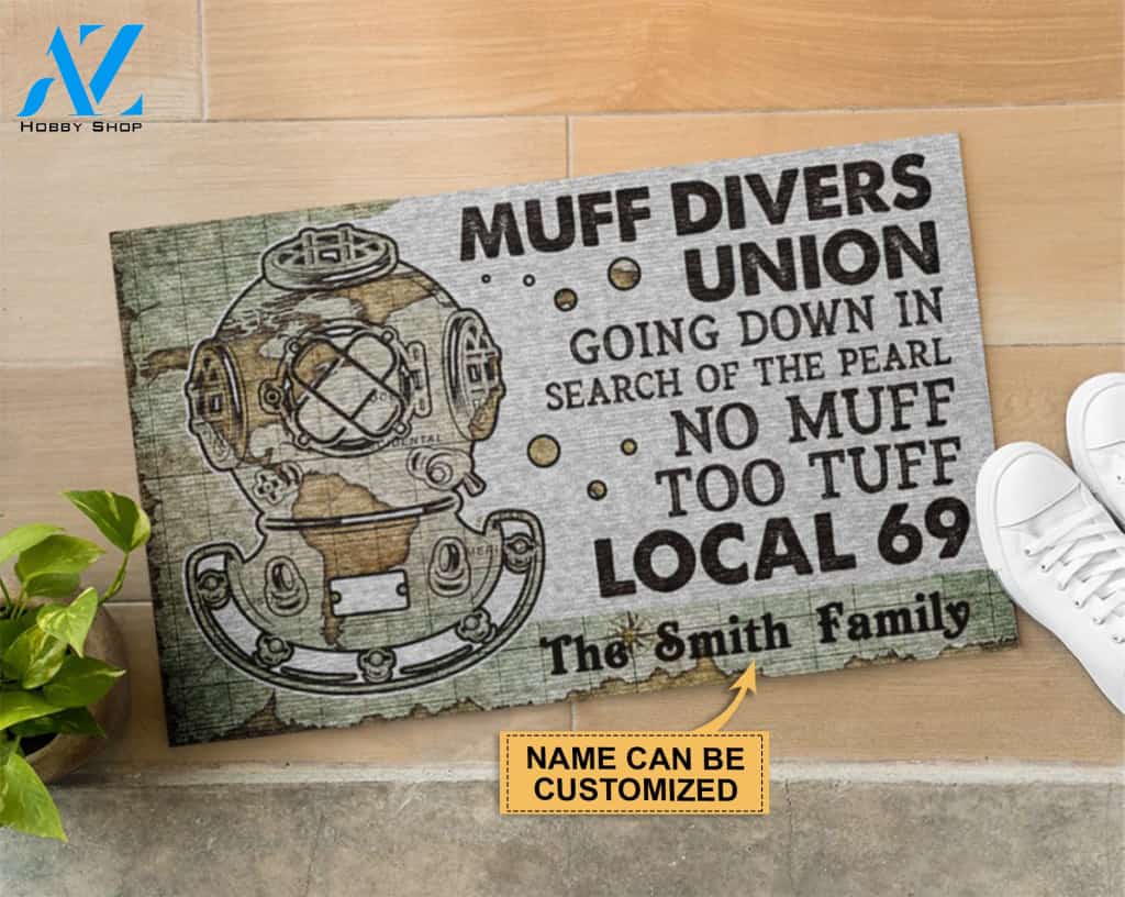Personalized Scuba Diving Muff Divers Union Customized Doormat | Welcome Mat | House Warming Gift