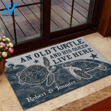 Personalized Sea Turtle Couple Live Here Funny Indoor And Outdoor Doormat Gift For Couple Wife Husband Decor Warm House Gift Welcome Mat