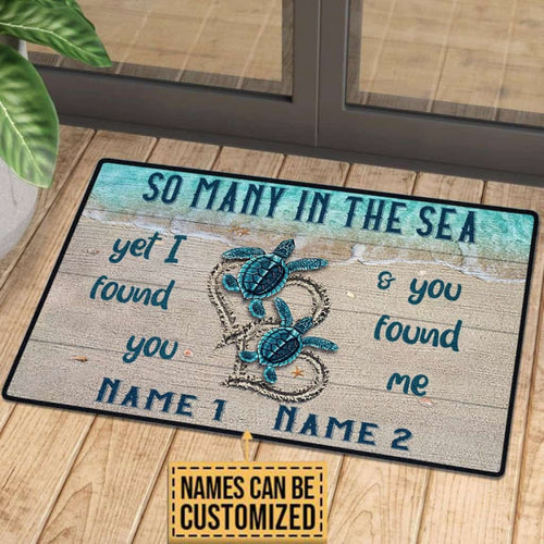 Personalized Sea Turtle Love Custom Name Doormat Welcome Mat