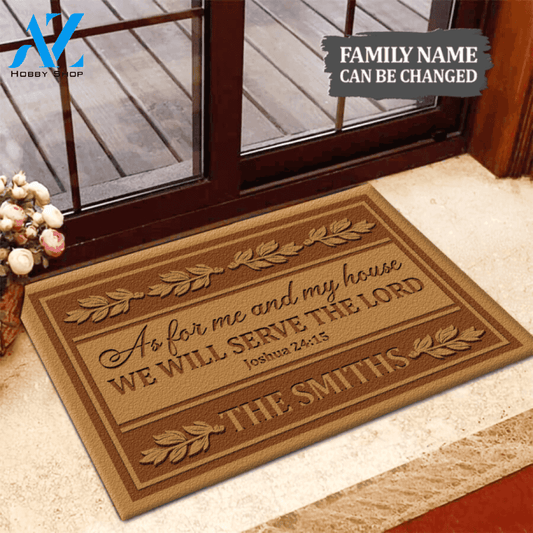 Personalized Serve The Lord DoormatAs For Me And My House Doormat
