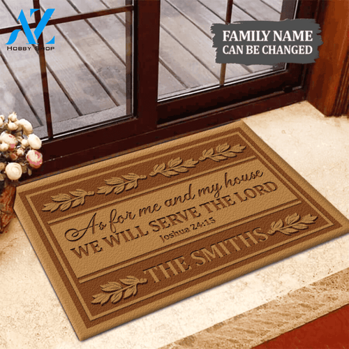 Personalized Serve The Lord DoormatAs For Me And My House Doormat