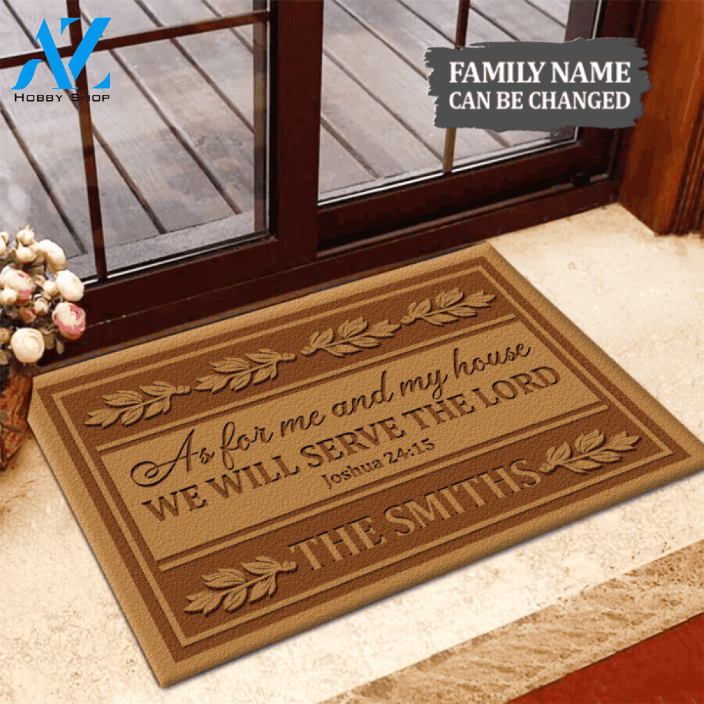 Personalized Serve The Lord DoormatAs For Me And My House Doormat