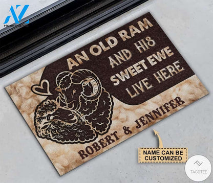Personalized Sheep An Old Ram And His Sweet Ewe Live Here Doormat