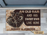 Personalized Sheep Ram And Ewe Live Here Customized Doormat