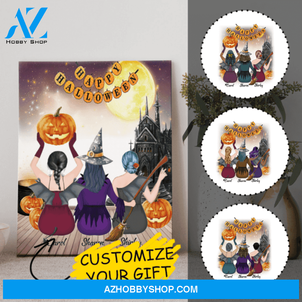 Personalized Sister Canvas - Gifts For Halloween Lovers - Witchcraft Gifts