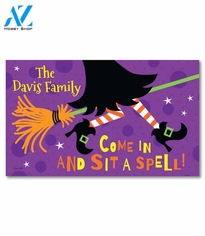 Personalized Sit a Spell Witch Doormat - 18" x 30"