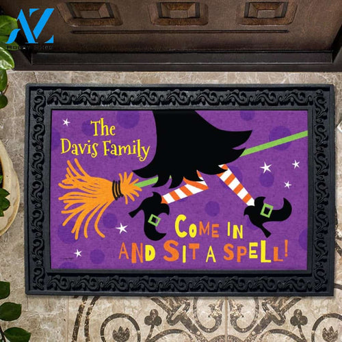 Personalized Sit a Spell Witch Doormat - 18" x 30"