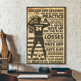 Personalized Soccer Life Lessons Poster, Canvas with custom Name & Number, Vintage Style Gifts NTB0311B08CL