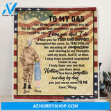 Personalized Soldier Father and 1 Kid Blanket, Best gift from son/daughter to dad - I Love You Dad - DISY8N