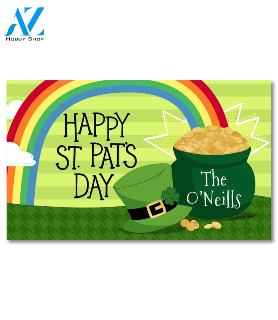 Personalized St. Pat's Pot of Gold Doormat - 18" x 30"