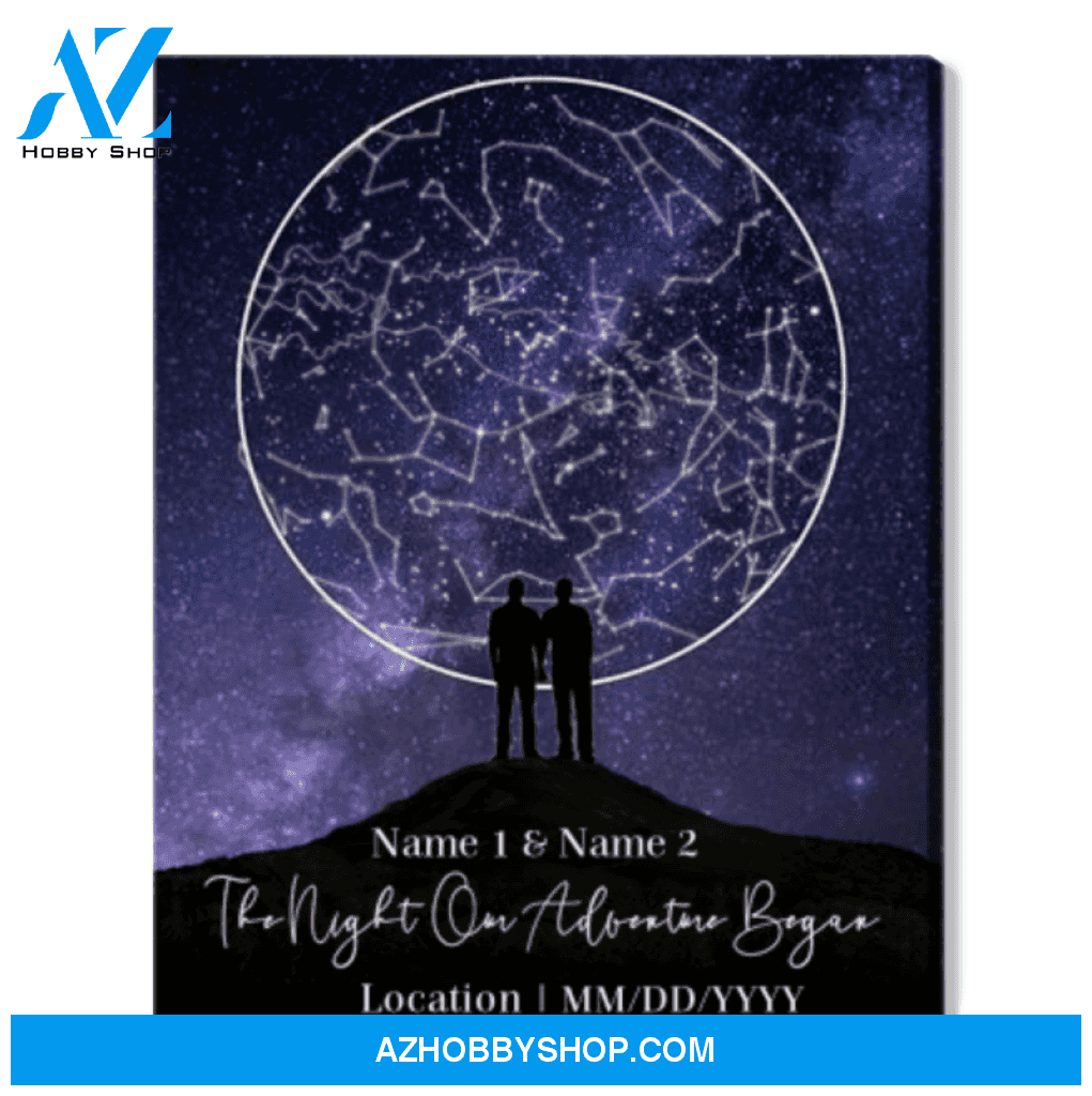 Personalized Star Map By Date On Canvas Night Sky Print Gay Wedding Gift LGBT Pride Art