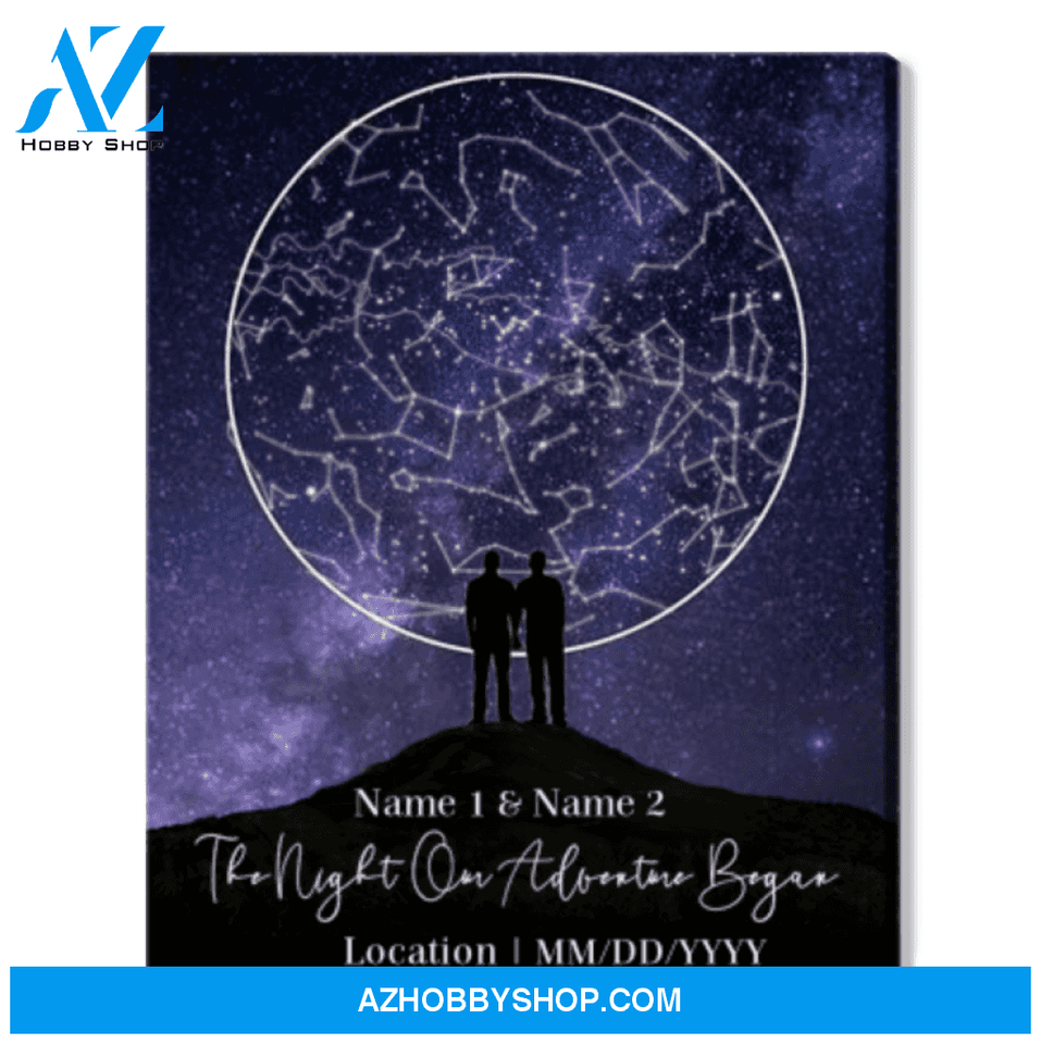 Personalized Star Map By Date On Canvas Night Sky Print Gay Wedding Gift LGBT Pride Art
