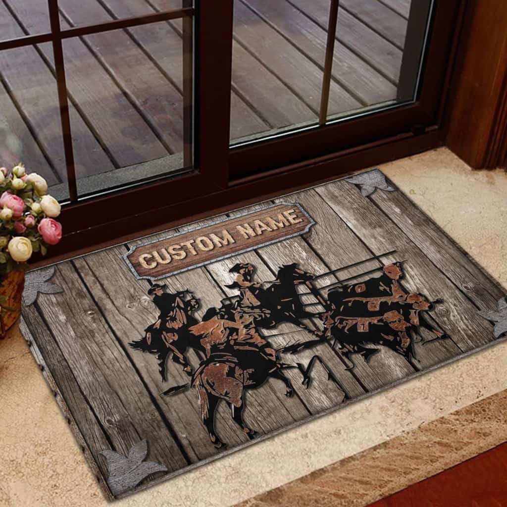 Personalized Steer Ranch Sorting Custom Name Doormat Welcome Mat