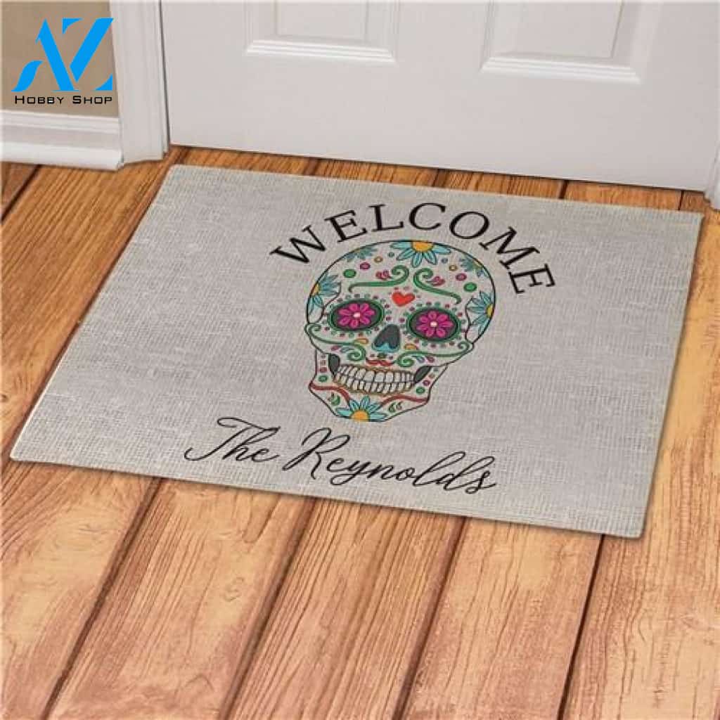 Personalized Sugar Skull Doormat