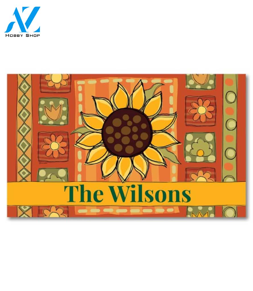 Personalized Sunflower Doormat - 18" x 30"