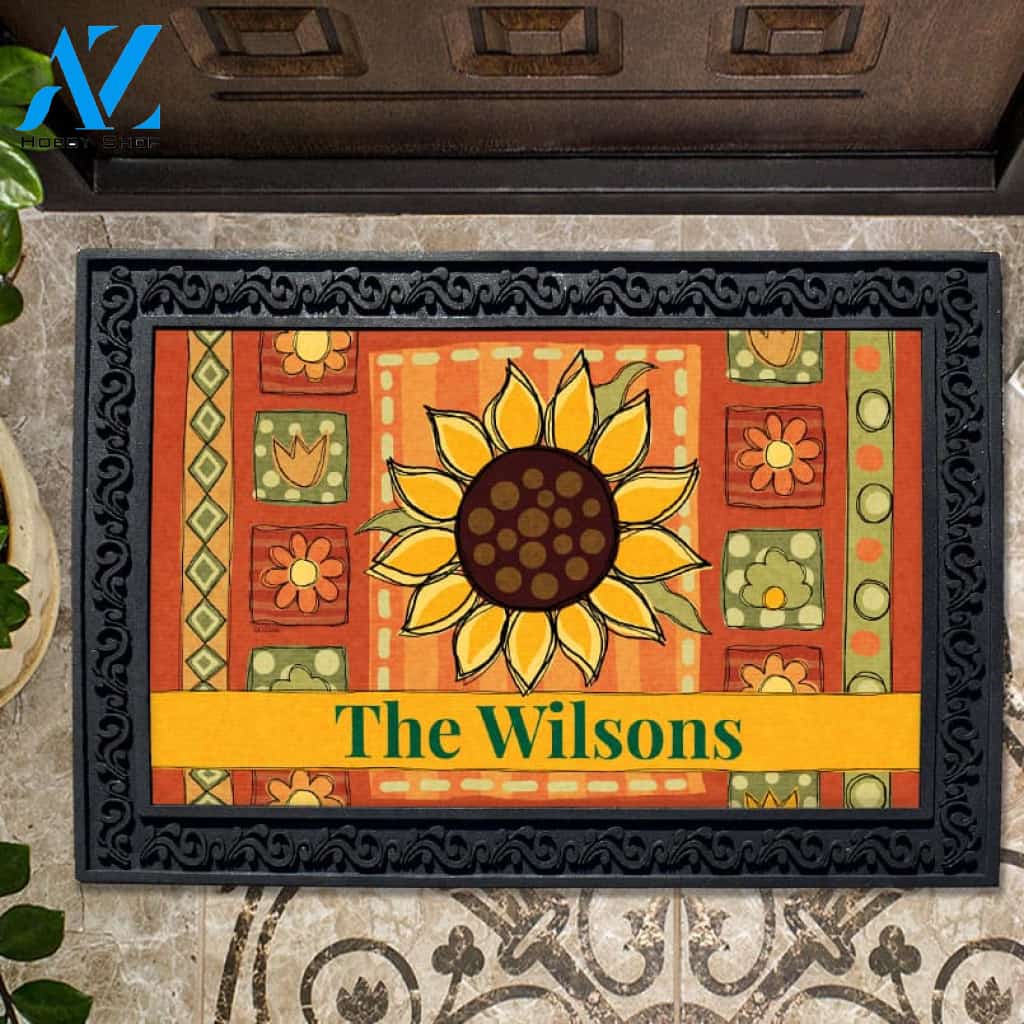 Personalized Sunflower Doormat - 18" x 30"