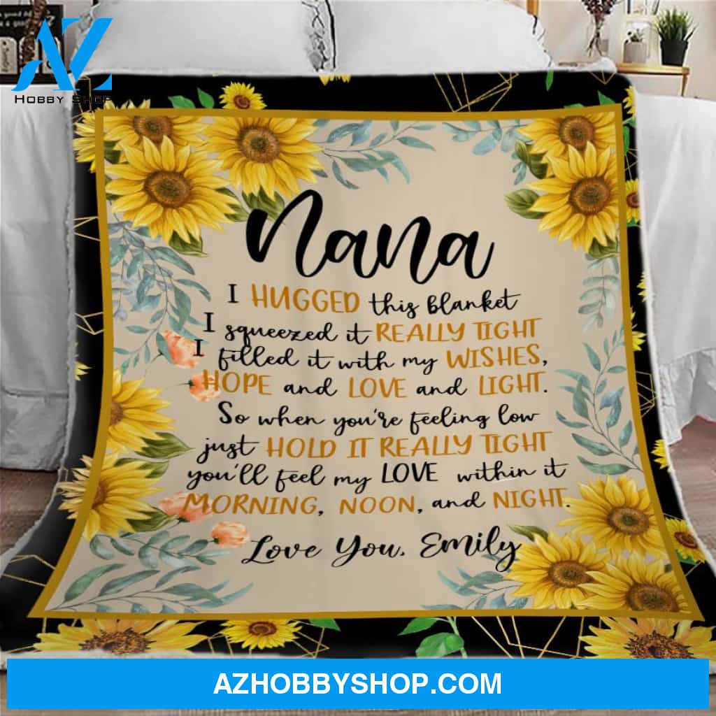 Personalized Sunflower Nana Blanket, Sunflower Blanket, Grandmother Blanket, Nana Blanket, Mother's Day Blanket