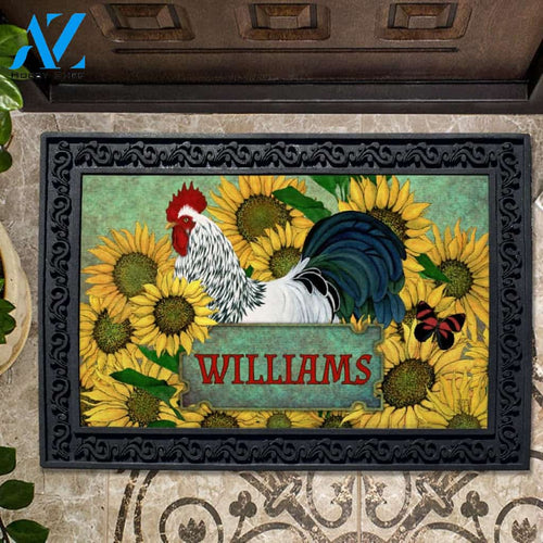 Personalized Sunflowers Rooster Doormat - 18