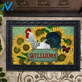 Personalized Sunflowers Rooster Doormat - 18" x 30"