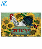 Personalized Sunflowers Rooster Doormat - 18" x 30"