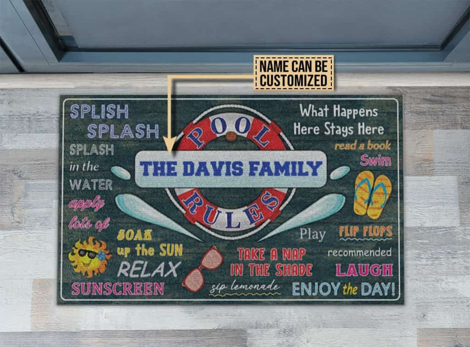 Personalized Swimming Pool Rules Customized Doormat