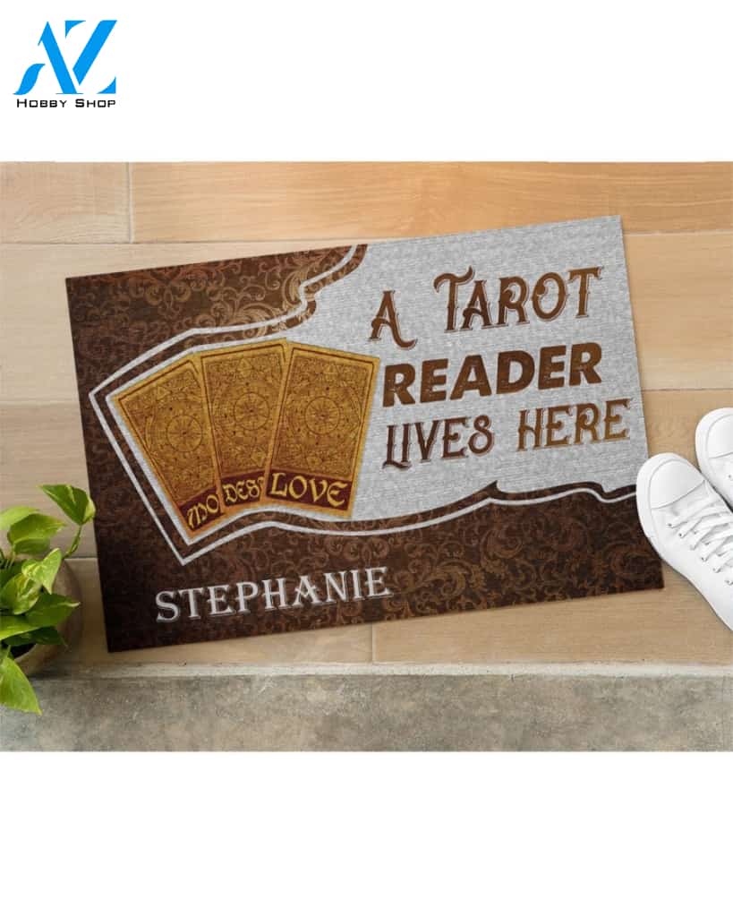 Personalized Tarot Cards A Tarot Reader Lives Here Funny Indoor And Outdoor Doormat Warm House Gift Welcome Mat Birthday Gift For Tarot Lovers