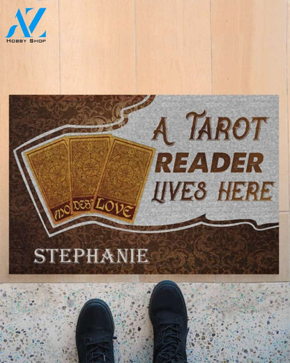 Personalized Tarot Cards A Tarot Reader Lives Here Funny Indoor And Outdoor Doormat Warm House Gift Welcome Mat Birthday Gift For Tarot Lovers