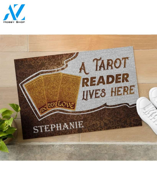 Personalized Tarot Cards A Tarot Reader Lives Here Funny Indoor And Outdoor Doormat Warm House Gift Welcome Mat Birthday Gift For Tarot Lovers