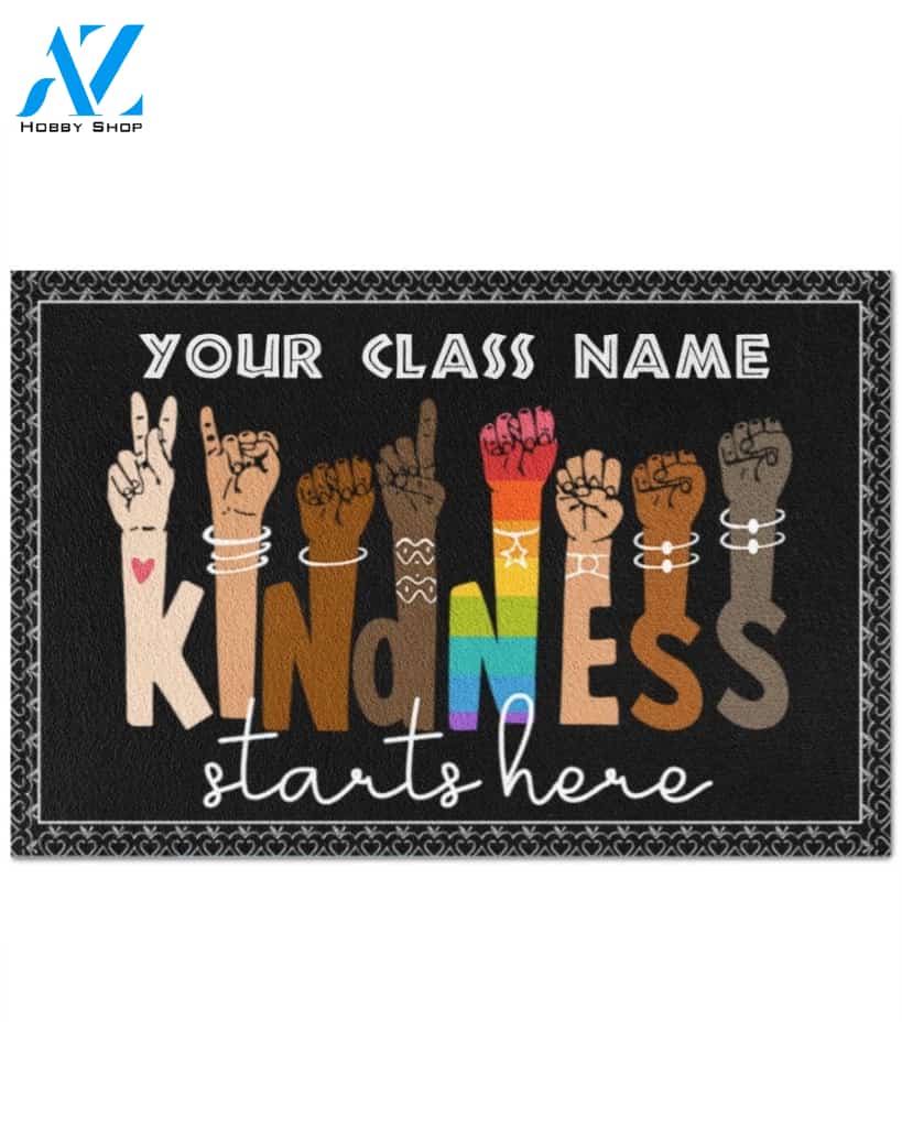 Personalized Teacher - Classroom Mat - Kindness starts here - Back to school Doormat Gift For Classroom Decor Home Decor Wall Art Visual Art