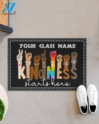 Personalized Teacher Kindness Starts Here Equality Indoor And Outdoor Doormat Gift For Teacher Student Decor Warm House Gift Welcome Mat Back To School