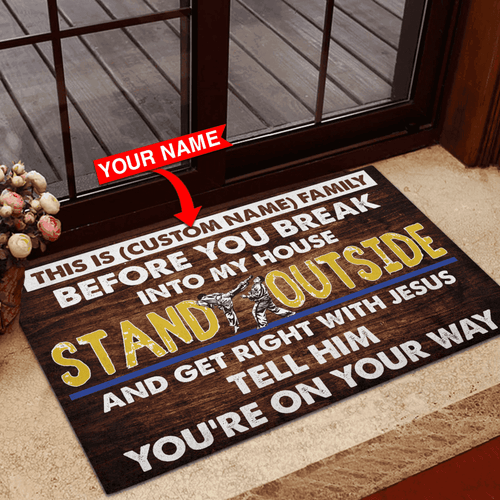 Personalized Tell Jesus Karate Custom Name Doormat Welcome Mat