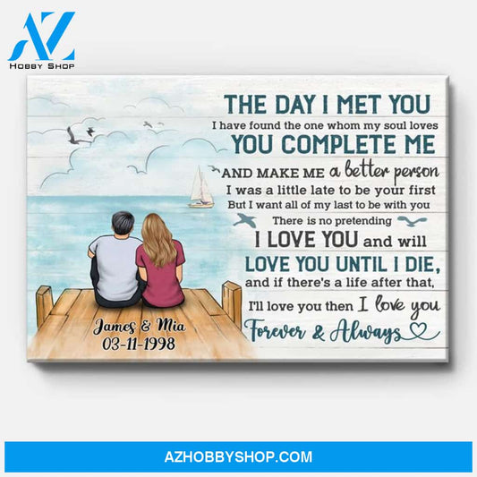 Personalized The Day I Met You Couple Canvas, Beach Dock, Premium Canvas Wall Art